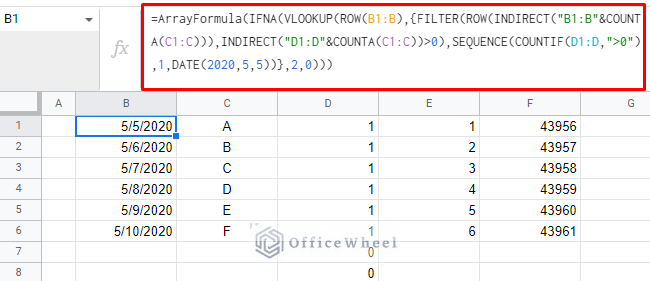 autofill date with new entry excluding hidden rows in google sheet